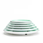 Melamine White&green custom made logo salad plate 8inch Sushi plate Butter Dish Round plate