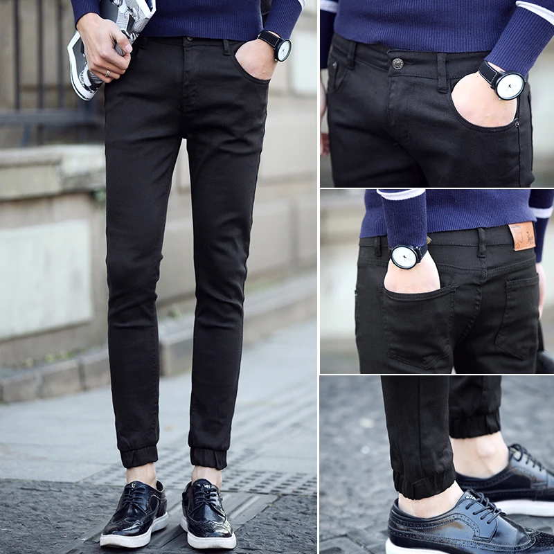 Mens Casual Wear Wholesale Blue And Black New Mens Jeans OEM Fashion Fashion Zipper Fly Slim Long Pants Denim Jeans for Men