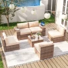 Mochen Outdoor 6PCS Wicker Sofa Set Rattan Patio Furniture