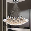 Modern Chrome Glass Balls LED Pendant Chandelier Light For Living Dining Study Room Home Deco G4 Hanging Chandelier Lamp Fixture