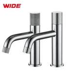 Modern design deck mounted bathroom sink faucet mixer taps chrome finish