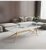 Modern Living Room Furniture Sofa Set Furniture Round Coffee Table With Sintered Stone Top And Golden Ss Carbon Steel