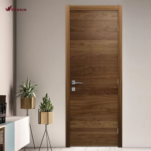 Modern new flush type engineered solid walnut wood house interior doors