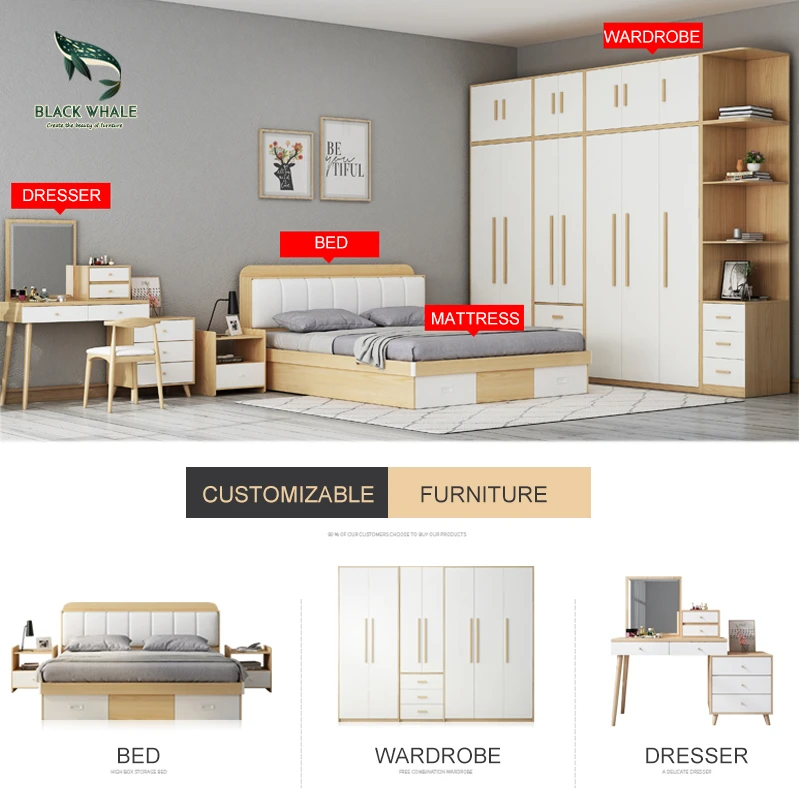Modern wooden bedroom clothes storage organizer furniture kids wardrobe
