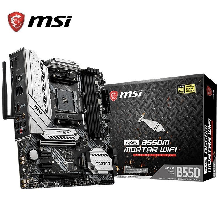 MSI MAG B550M MORTAR WIFI AMD Micro ATX Gaming Motherboard with AM4 Socket Support 3rd Gen AMD Ryze Processors