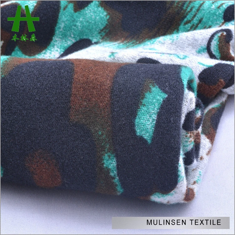 Mulinsen Textile Polyester Spandex Angora Cashmere Like Print Knitted Fabric For Sweaters