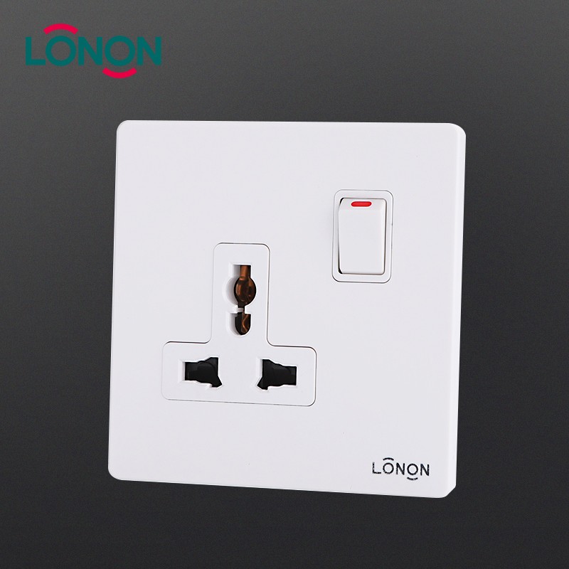 Multi function PC 1 Gang 13A outlet universal ac power switch wall 3-pin plug socket