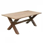multi purpose industrial commercial hotel restaurant vintage cross leg metal industrial wood rustic dining table