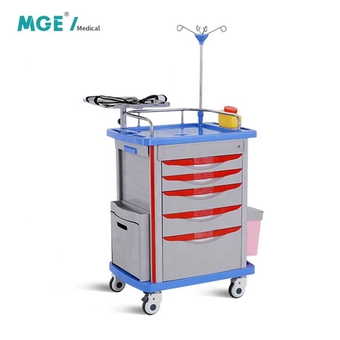Multifunction ABS Plastic Hospital Anaesthesia Trolley Medical Medicine Drug Emergency Trolley MGE-T-014