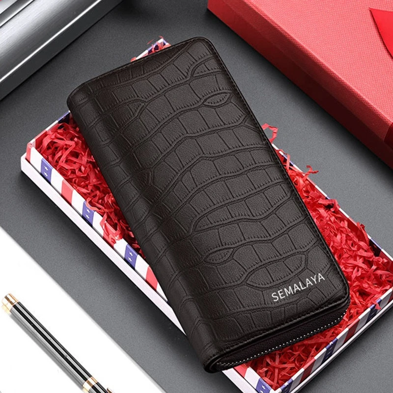 Multifunctional Hot selling luxury brand SEMALAYA real leather purse mens bifold with zipper profit purse