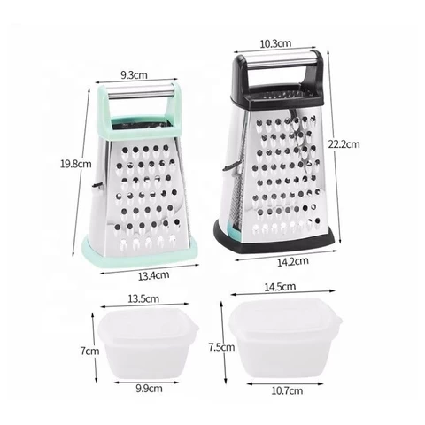 Multifunctional kitchen 4 sides stainless steel vegetable slicer cheese grater with container