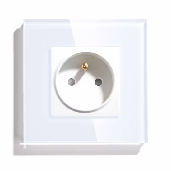 Mvava Single Crystal Glass Frame Panel French Standard Socket French Plug Fr Outlet Wall Power Socket