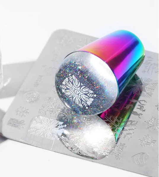 NA0329 Colorful Laser Nail Stamper for Stamping Plate Holo Clear Jelly Silicone Stamper Head Printer Nail Art Templates Tool