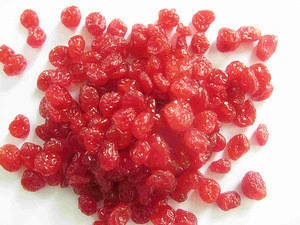 Natural dried red fresh sour cherries , maraschino cherries