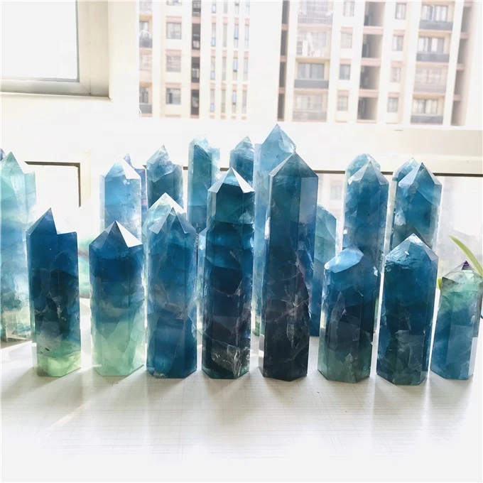 natural fluorite crystal point blue fluorite quartz crystal point wand
