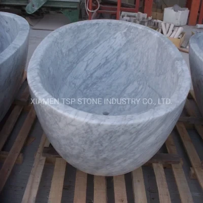 Natural Round Oval Marble Honed Stone Bath Tubes with Design Hand Carved Bathtub