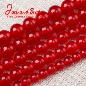Natural Stone Beads Red Chalcedony Jades Round Loose Beads Making Necklace