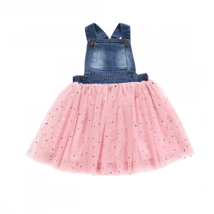 NEW 2020 Girl  Jeans Dress with Lace Sleeveless Design girls dresses kids baby clothes