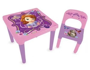 New design hot sales in American living room furniture Plastic children study table and chair with colorful printing