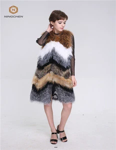 new fashion changing color real fox fur knitted coat women 2017 New style Multicolor real fox fur coat for winter lady