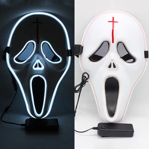 new product halloween party  carnival party supplies plastic  scary  scream  LED light up  mask