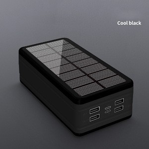 New product plastic 4 output 2 input 50000 solar charging treasure power banks 50000mah with led
