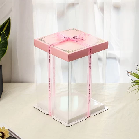 New style factory wholesale custom cute design pink cake takeaway boxes gift boxes cake card board cake boxes