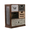 New Style Modern Rustic Home Decoration Wooden  Decor Galvanized Metal Wire Cabinet Mini Desk-top Drawer Cabinet for Living Room