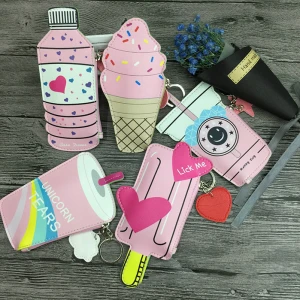 Novelty Cute Ice Cream Shaped Sequin Wallet Change Pouch Coin Purse For Kids Children Girls