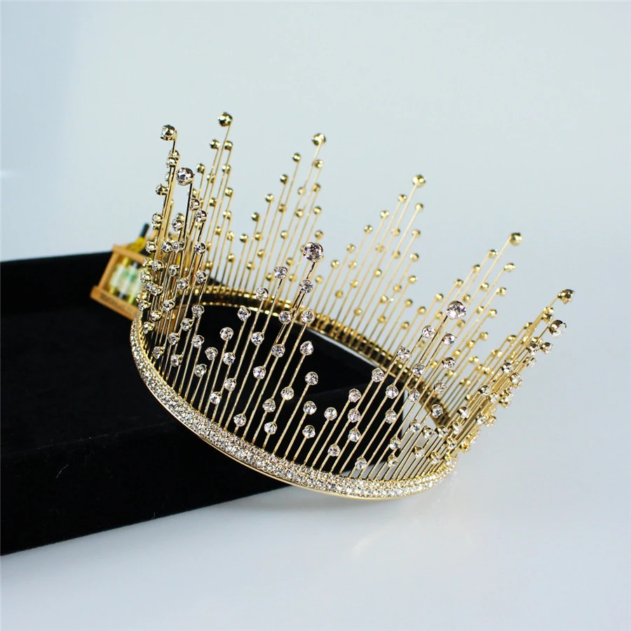 O728 Miss world crystal queen princess birthday gold miss universe bridal gift tiara wedding pageant crown