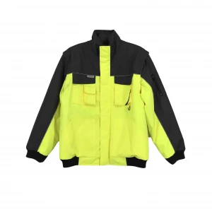 OEM custom hi vis workwear winter thick quilted cargo jacket reflective workwear