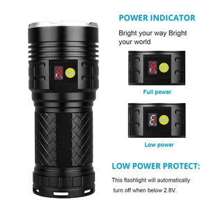 OEM Led Flashlight 15000 Lumens, Super Bright Tactical Flashlight with Power Display and 4x18650 Rechargeable Lithium Batteries
