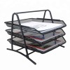 office black silver metal wire iron mesh 3 tiers desk rack paper document file stainless steel wire mesh tray