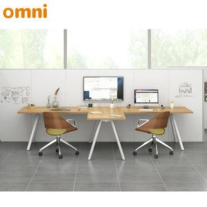 omni metal frame Minimalist style Expandable 2 seater l shaped executive office desk