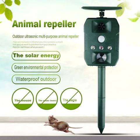 Outdoor Solar Ultrasonic Animal Chaser Repellent Cat Dog Fox Deterrent Pest Repeller