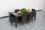 PE Rattan Wicker Easy Clean Restaurant Furniture Sets Dining Table