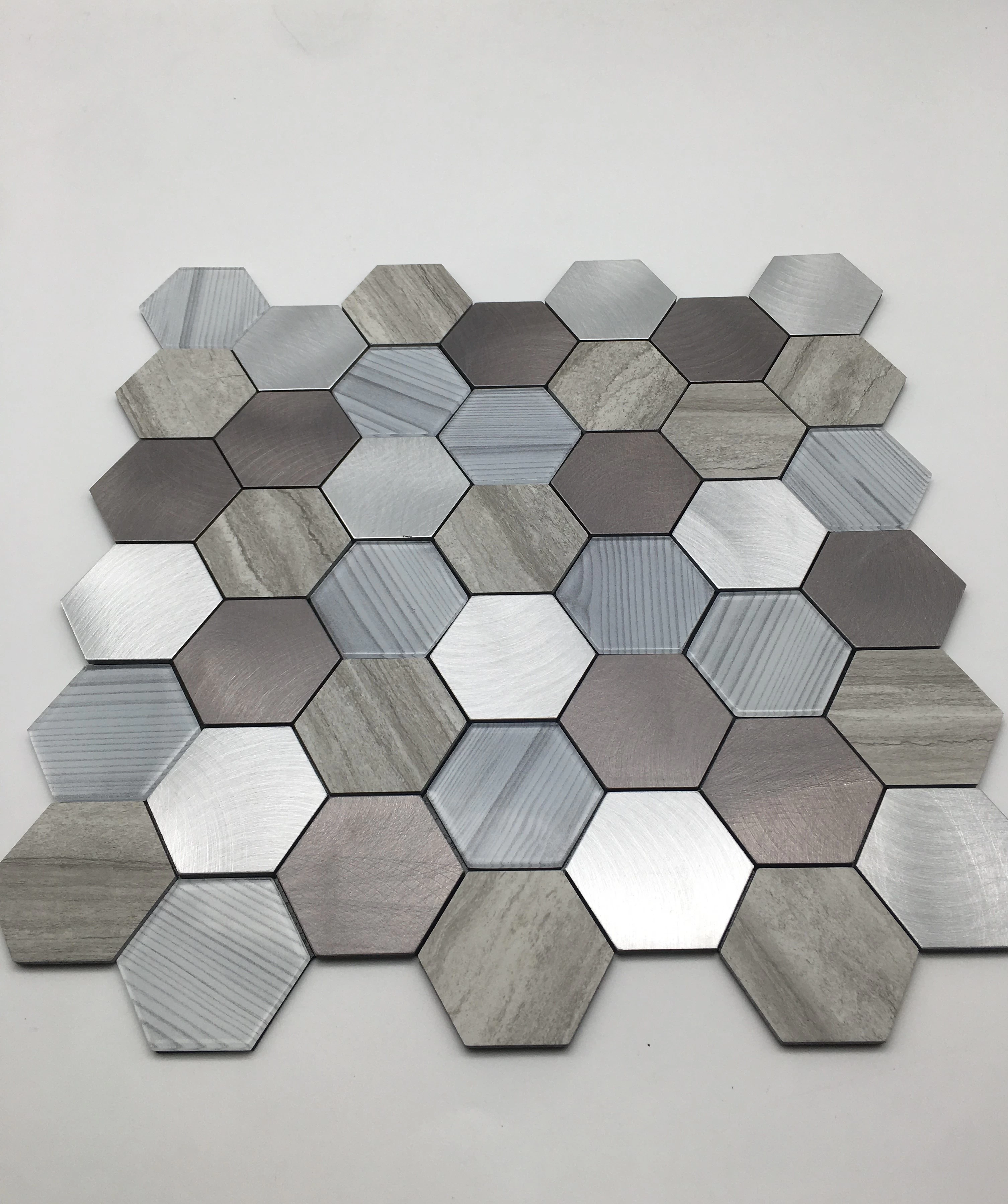 Peel and Stick backsplash glass mosaic Kitchen Hexagon Wall Sticker Vinyl 3D Mosaic Self Adhesive Wall Tiles