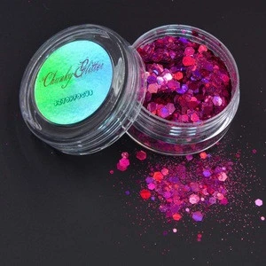 Pink Glitter Powder Holographic Cosmetic Chunky Glitter Face Sticker For Rave Festivals Body Hair Nails