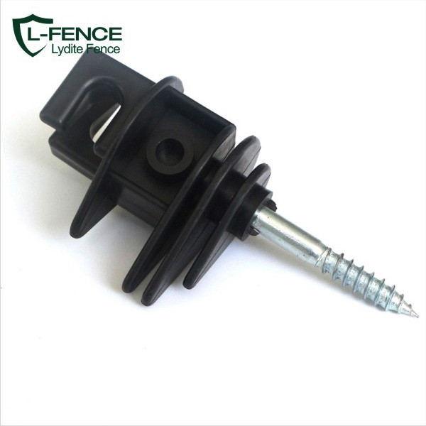 Plastic black wire tape wooden post line screw insulator for electric fence