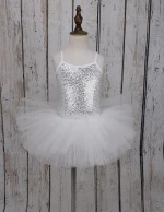Plus Size Comfortable Soft Kids Girls Sequined Tutu Ballet Dance Leotard Dress Stage&Dance Wear Performance Wear