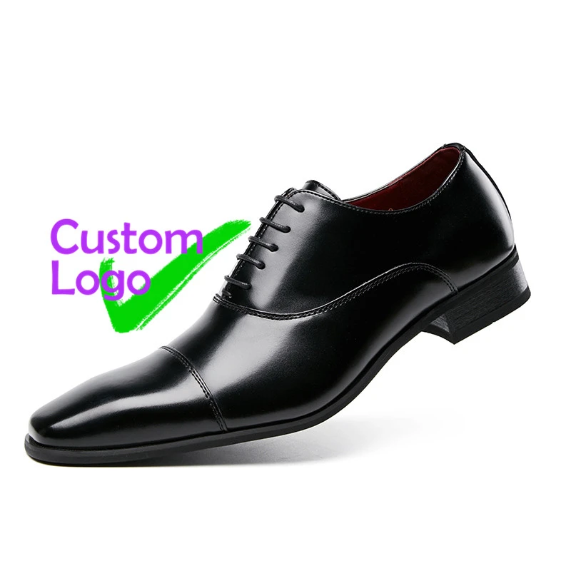 Pointed Toe Low Heel Casual Leather Shoe Vegan Block Sole Man Leather Shoe Luxury Quality Printed Mens Leather Shoe Formal