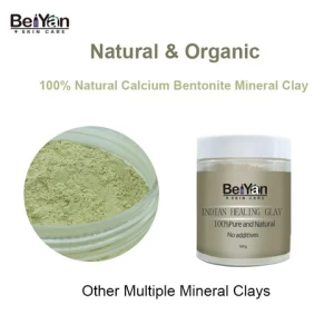 Private Label Organic Indian Healing Clay Calcium Bentonite Mineral Clay for Deep Pore Cleansing Blackhead Remover Firming Mask