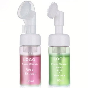 Private Label Rose Green Tea Women Face Wash Facial Foam Silicone Brush Cleanser