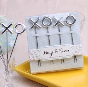 &quot;Hugs &amp; Kisses&quot; Stainless Steel Fruit Fork Set Wedding Gifts