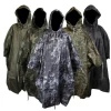 Raincoat Rain Cape Solid Color or Camouflage Waterproof Breathable Military Poncho