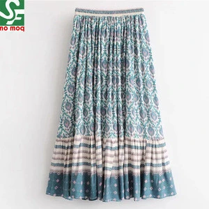 Rayon Fabric Wholesale Fashion Beautiful Ladies Print Maxi Latest Girls Long Skirt Design