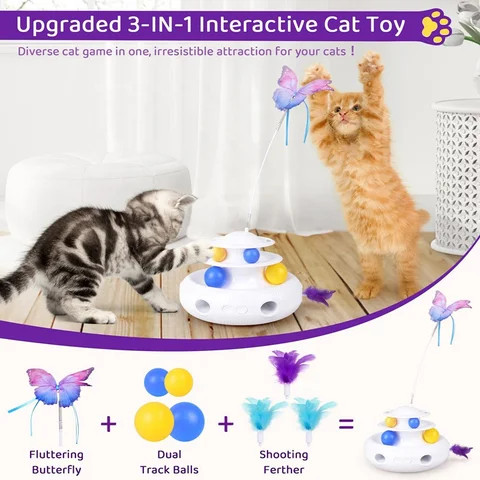 Buy Rechargeable Cat Toys 3-in-1 Automatic Interactive Cat Toys from