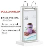 Restaurant Tabletop T-Shaped Acrylic Board Menu Holder Display Stands With Wooden Base