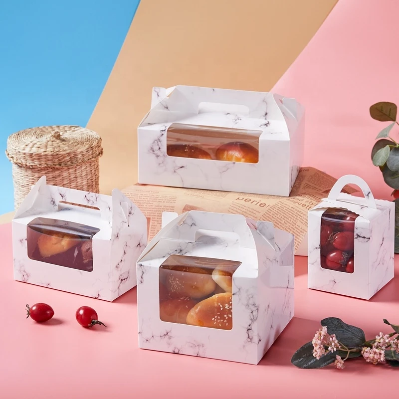 Restaurant Use Customized Bakery Pie Cake Packaging Take Out Fast Food Box Disposable Food Containers With Clear Window
