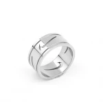 Retro 18K Gold Plated Titanium Hiphop All Round Swoosh Ring
